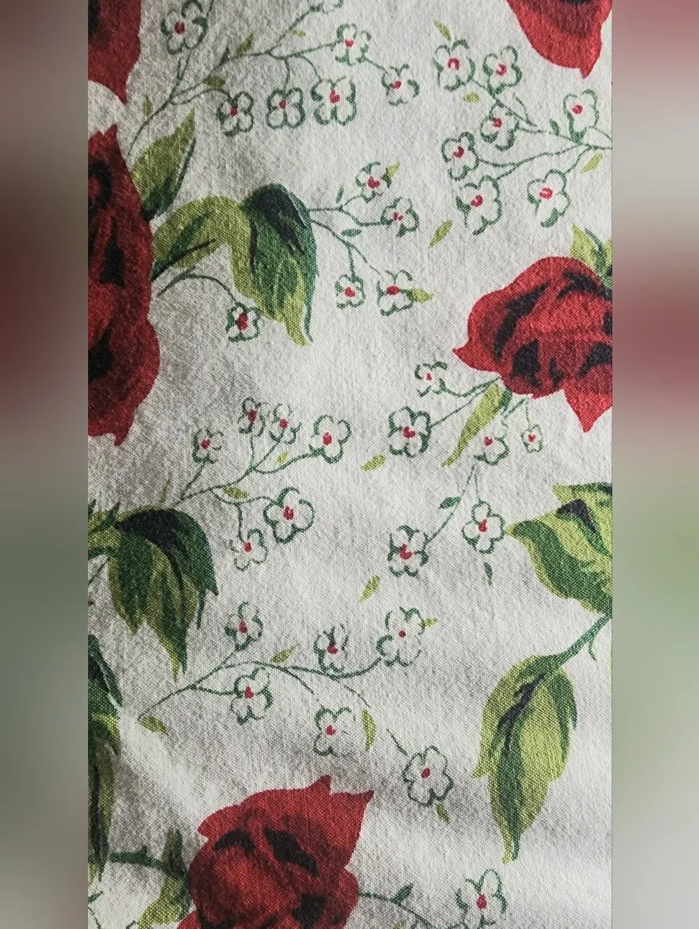 Vntg Cotton Tablecloth 45 X 52